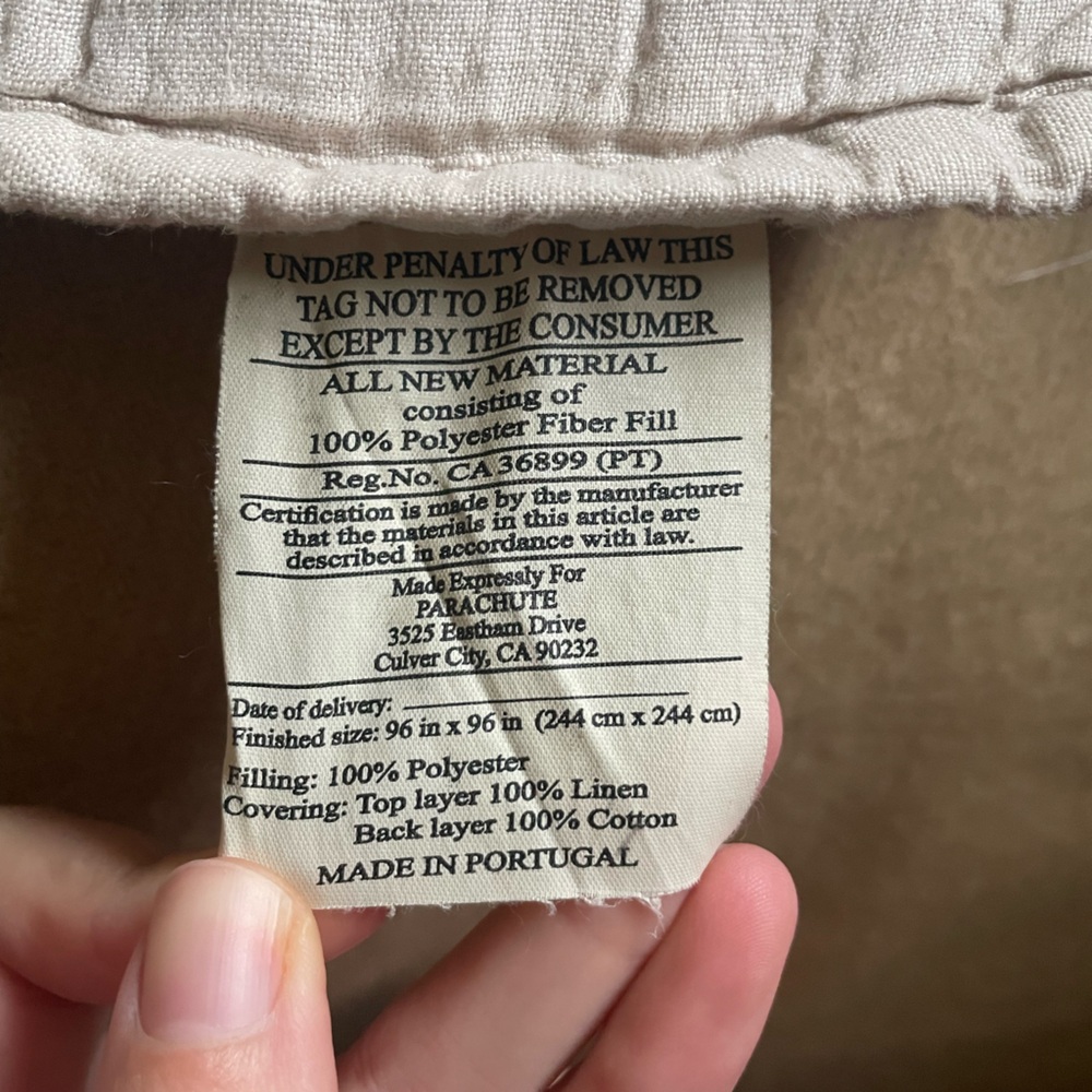 Full/Queen Parachute Linen Box Quilt in Bone - Picture 3 of 6